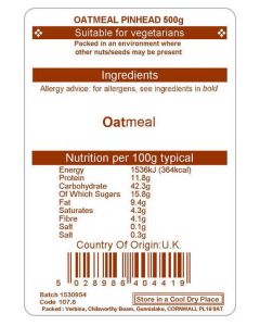 OATMEAL PINHEAD 500G