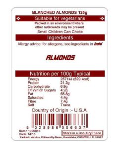 ALMONDS BLANCHED  125G