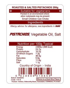 PISTACHIOS R&S 250G