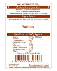 WALNUT HALVES 250G