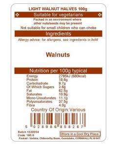 WALNUT HALVES LIGHT AMBER 100G