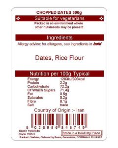 DATES CHOPPED 500G