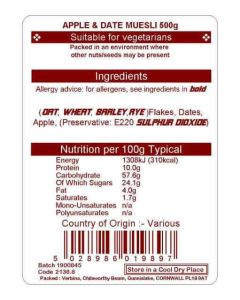 APPLE & DATE MUESLI 500G