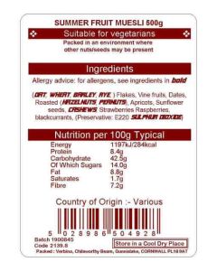 SUMMERFRUITS MUESLI 500G