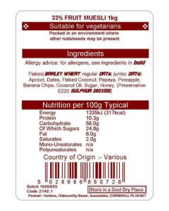33% FRUIT MUESLI 1KG