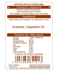 SULTANAS AUSTRALIA 5 CROWN 250G