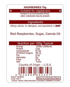 RASPBERRIES 75G