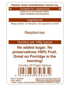 FREEZE DRIED RASPBERRY PIECES 20G