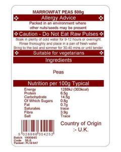 MARROWFAT PEAS 500G