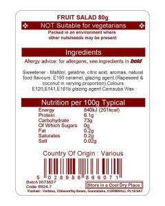FRUIT SALAD SUGAR FREE 80G