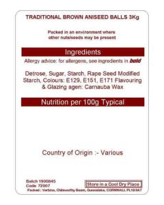ANISEED BALLS (BROWN) 3KG BAG