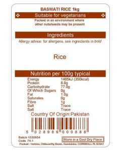 WHITE BASMATI RICE 1KG