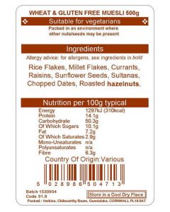 MUESLI GLUTEN FREE 500G