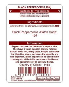 PEPPERCORNS BLACK 250G