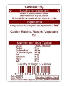 REDMOOR RAISINS MIX 125G