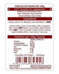 REDMOOR CHOC RAISINS MIX 125G