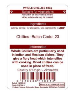 CHILLIES WHOLE 500G