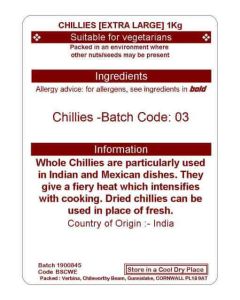 CHILLIES WHOLE EXTRA LARGE KG