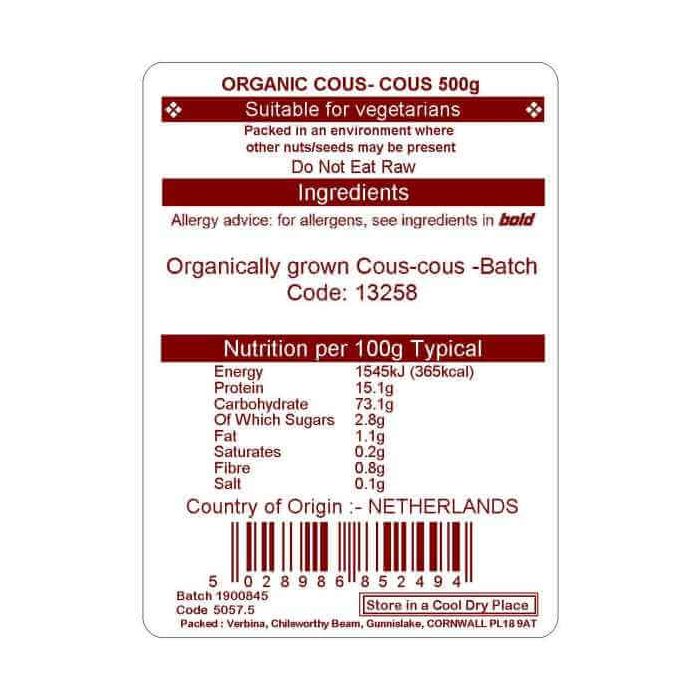 COUS-COUS WHITE ORG  500G
