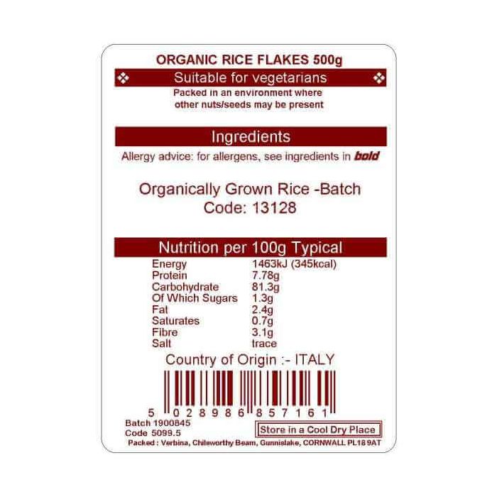 RICE FLAKES ORG BROWN 500G