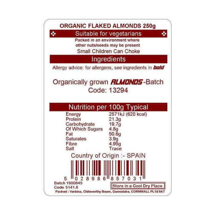 ALMONDS FLAKED ORG. 250GM