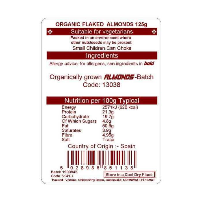 ALMONDS FLAKED ORG. 125G