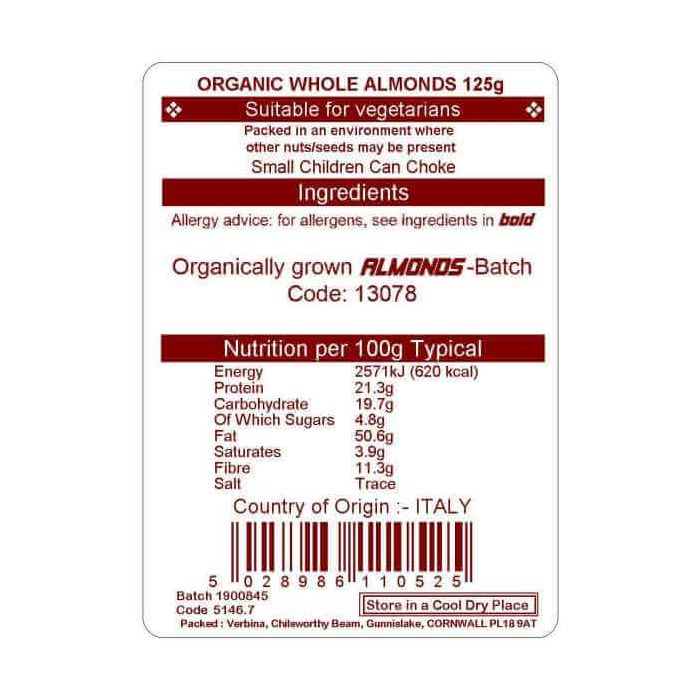 ALMONDS WHOLE ORG. 125G