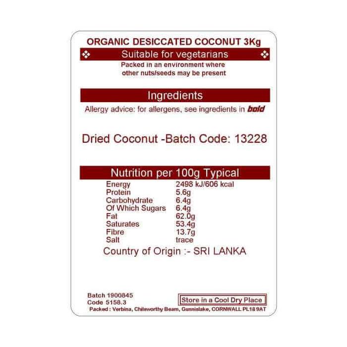 DESSICATED COCONUT ORG 3KG