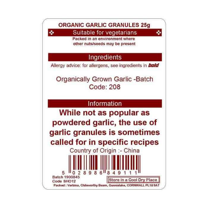 GARLIC GRANULES 25G (ORGANIC)