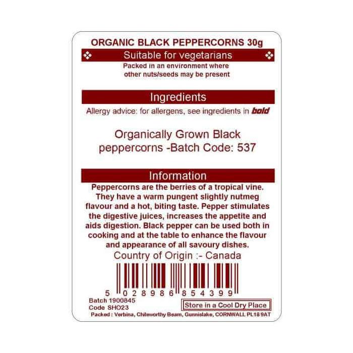 PEPPERCORNS BLACK 30G (ORGANIC)