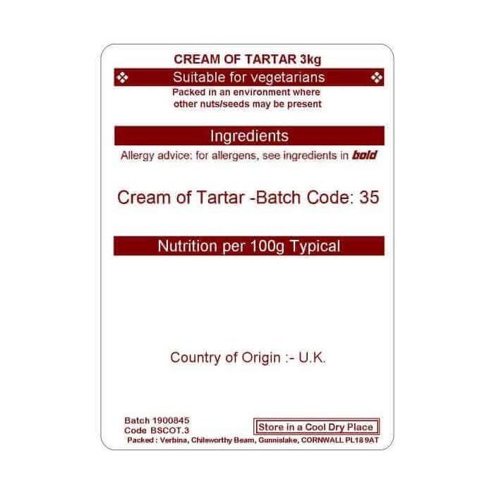 CREAM OF TARTAR 3KG